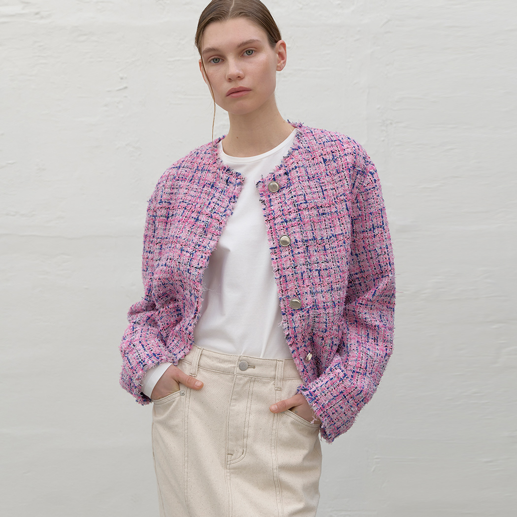 (JK-2923)PONY CASUAL TWEED JACKET