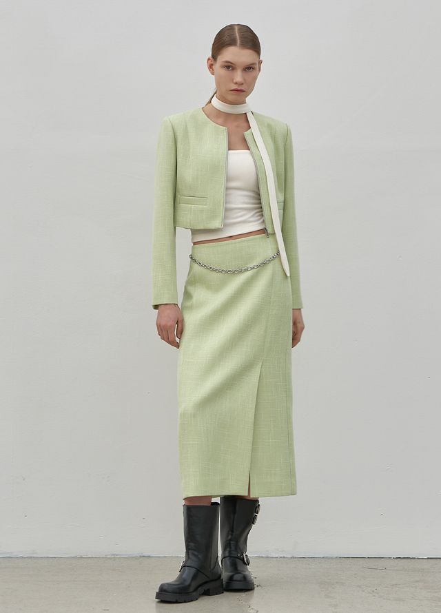 (JK-2930)LINDA TWEED ZIP-UP SET-UP JACKET Korea