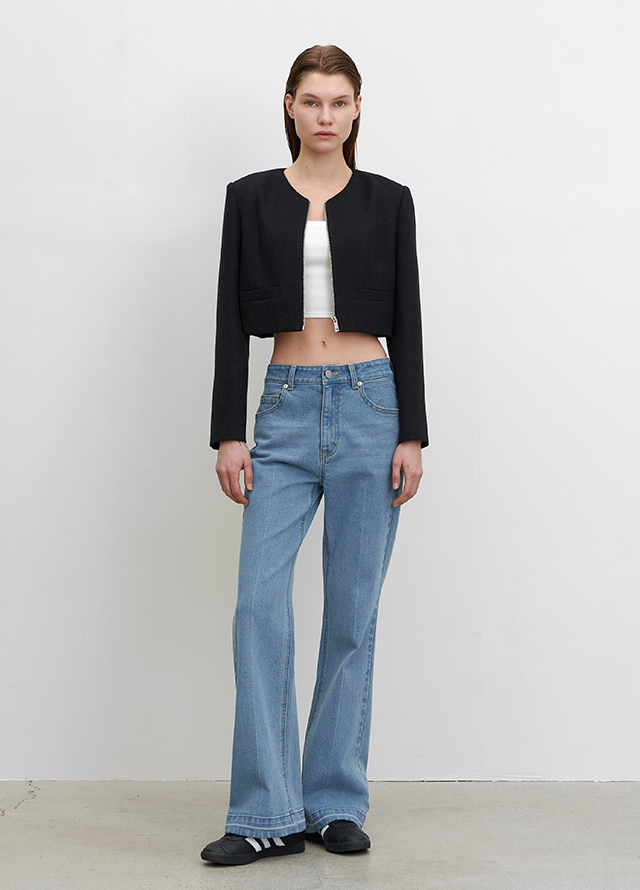 (JK-2930)LINDA TWEED ZIP-UP SET-UP JACKET Korea