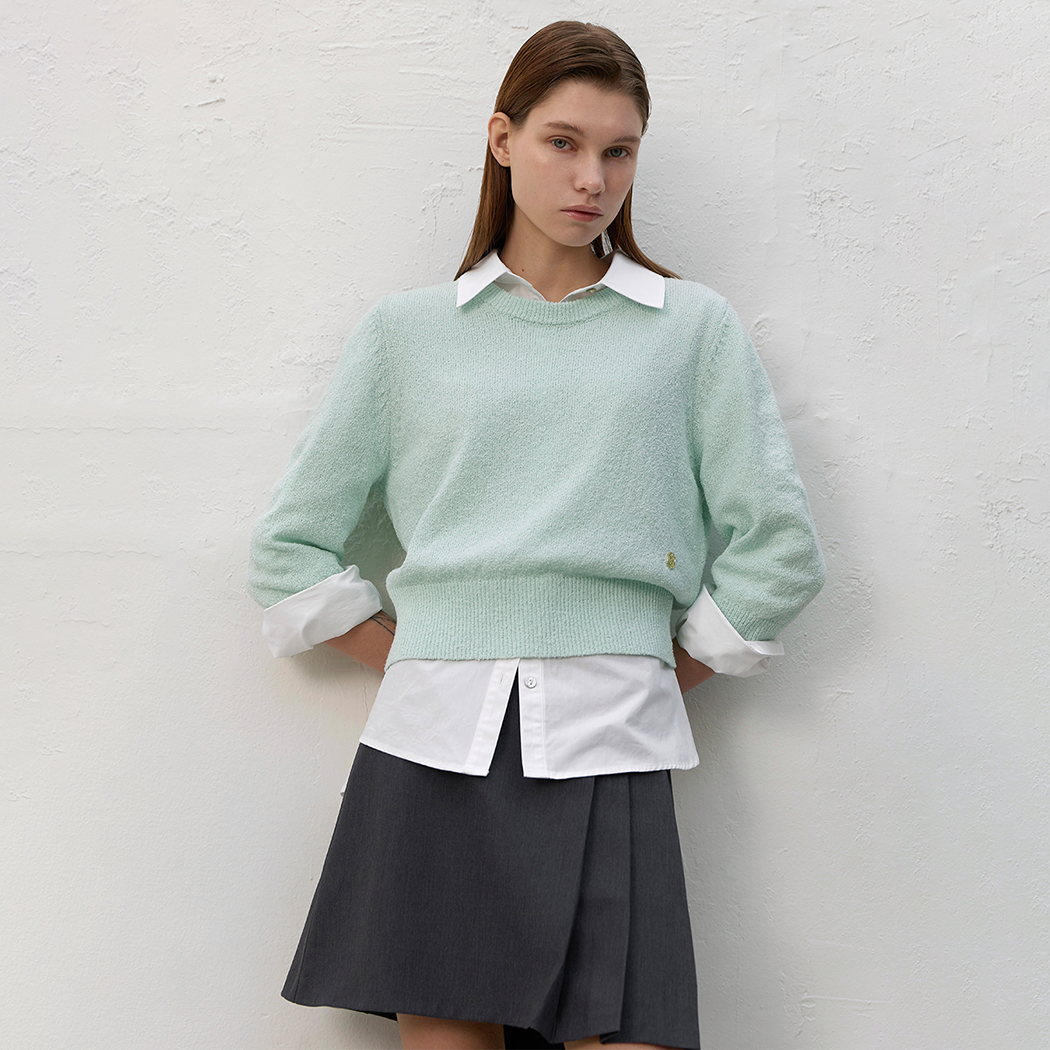(T-6788)GLITTER PUFF SLEEVE KNIT