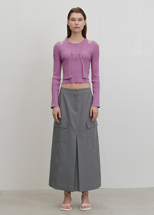 (T-6780)WINNE SQUARE NECK SLIM KNIT Korea