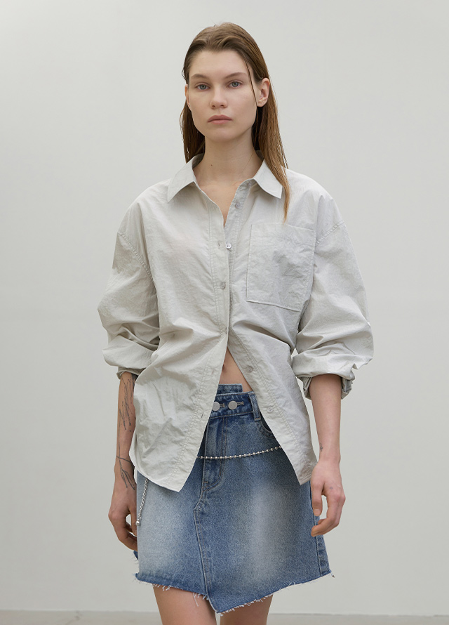 (SK-4908)UNBALANCED CUT MINI DENIM SKIRT Korea