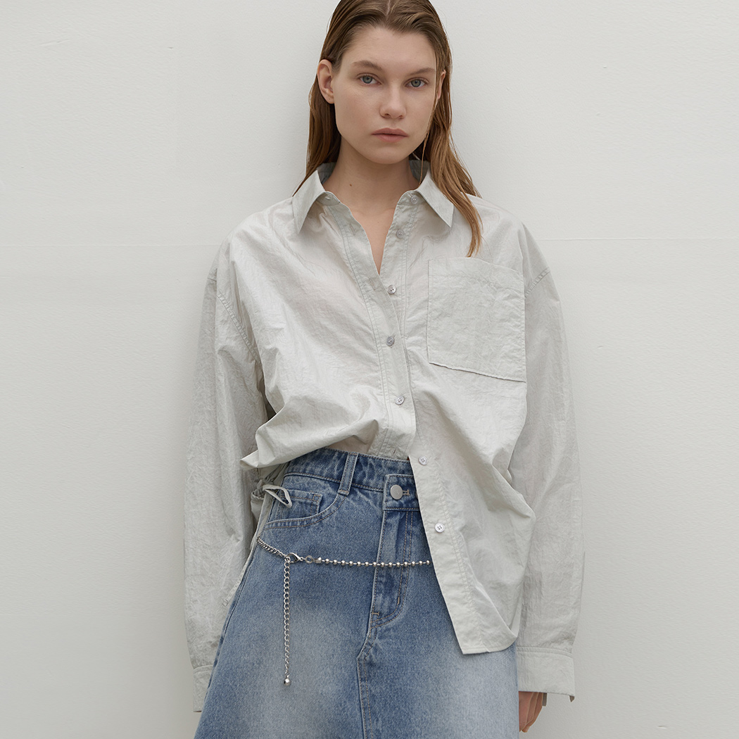 (BL-4195)NICOL SILVER STRING OVERFIT SHIRT