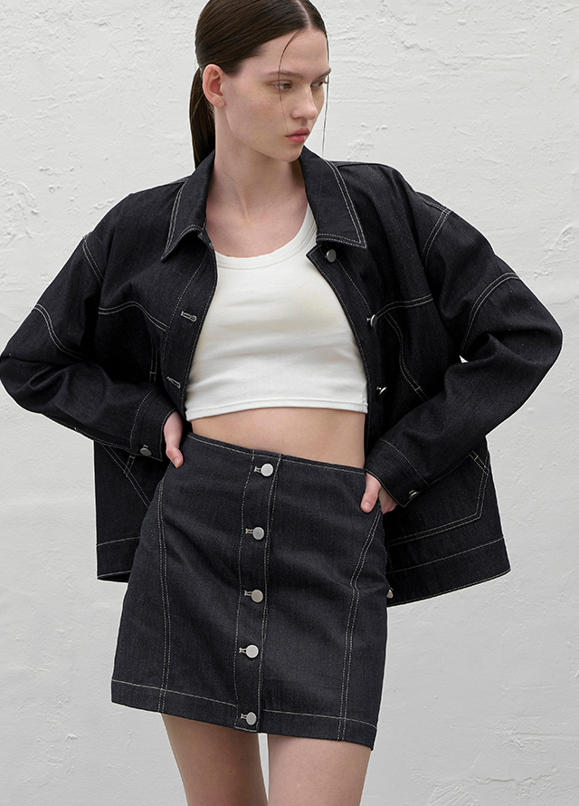 (JK-2932)WILLOW SELVEDGE SET-UP DENIM JACKET Korea