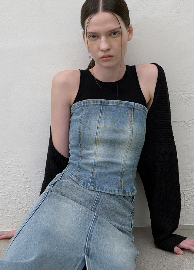 (CD-2098)BOUCLE HALTER KNIT TOP&BOLERO SET S Korea