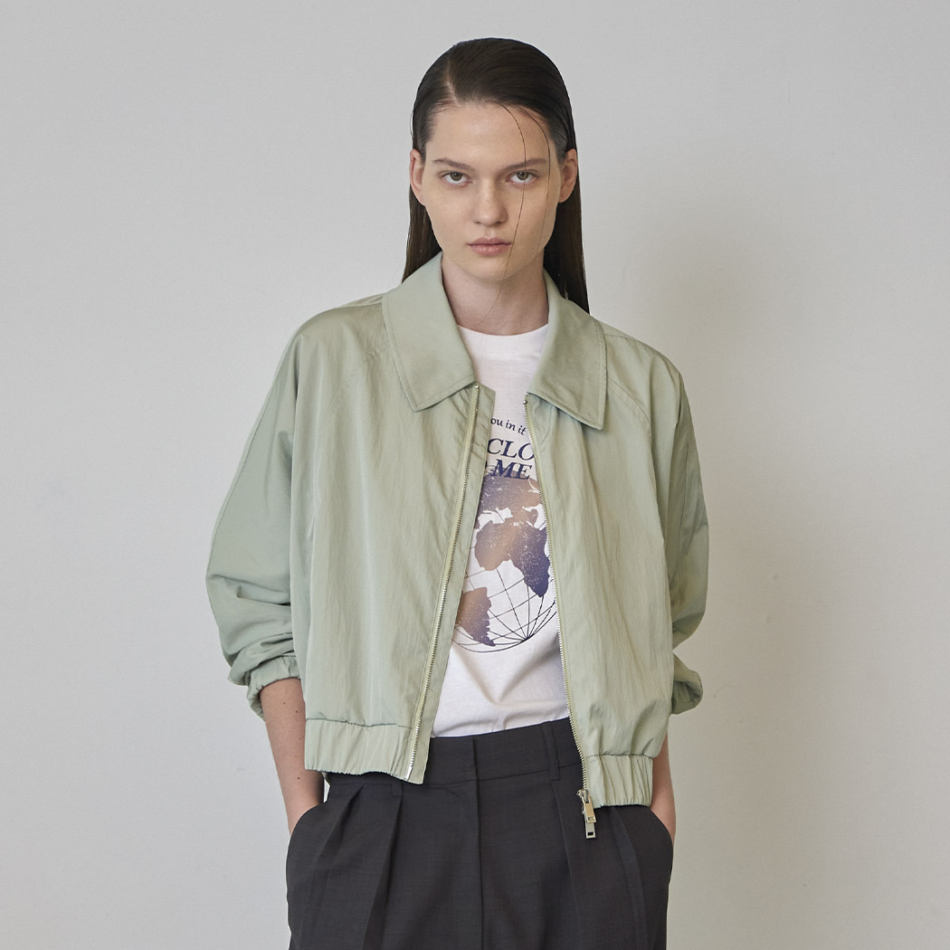 (JP-544)MINIMAL SHINING ZIP-UP JUMPER