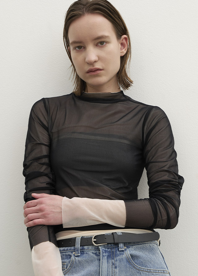 (ZT-6773)NEW HEART NECK RIBBED SLIM KNIT Korea