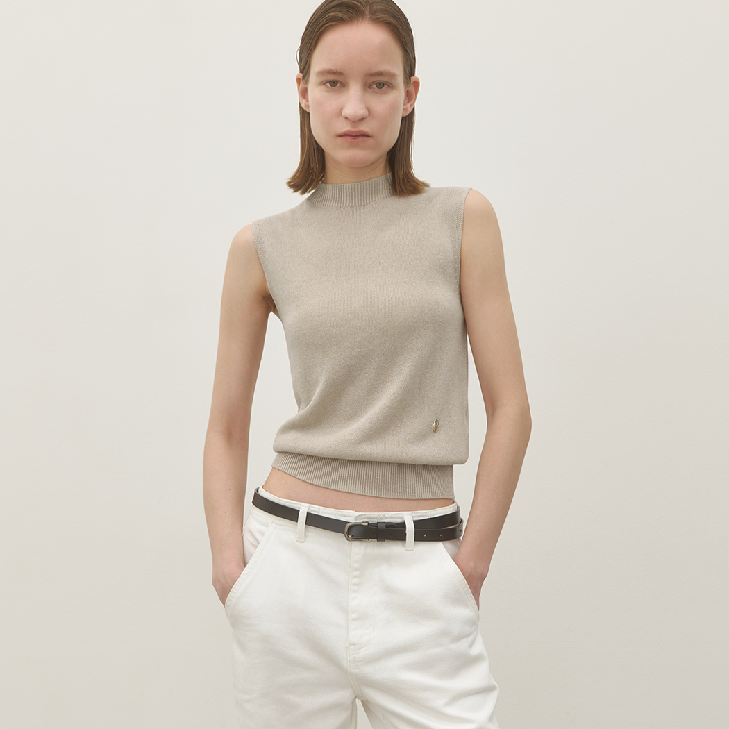 (T-6877)ESSENTIAL PETIT HALF NECK KNIT