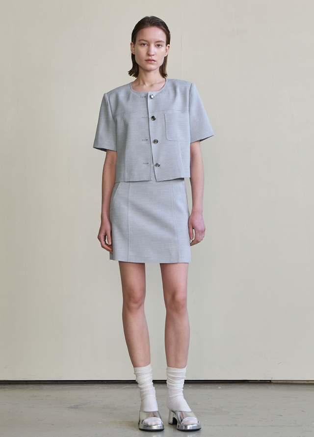 (JK-2944)IRENE OUT POCKET CROP SET-UP JACKET Korea