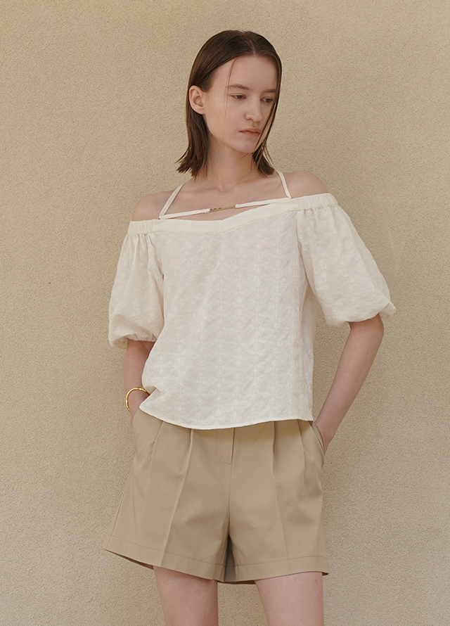 (Z-PT-5406)ESSENTIAL COTTON TUCK HALF PANTS S Korea