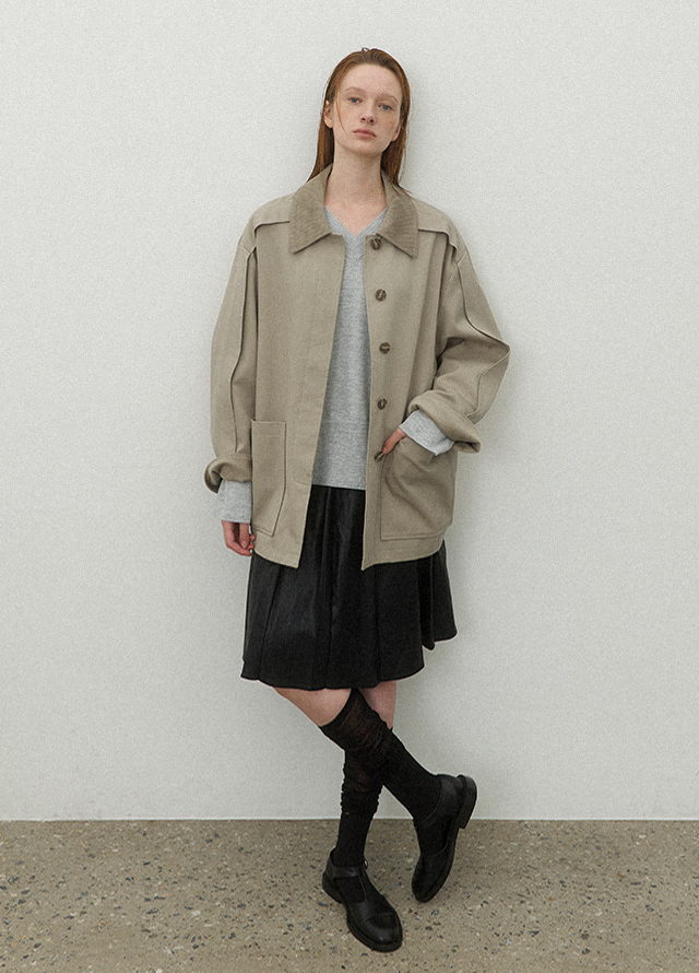 (CT-1446)CORDUROY COLLAR OVERFIT COAT Korea