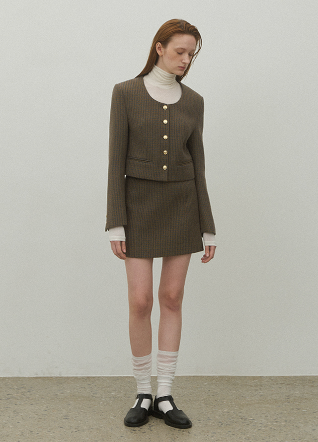 (JK-2960)LUNA SET-UP CHECK JACKET Korea