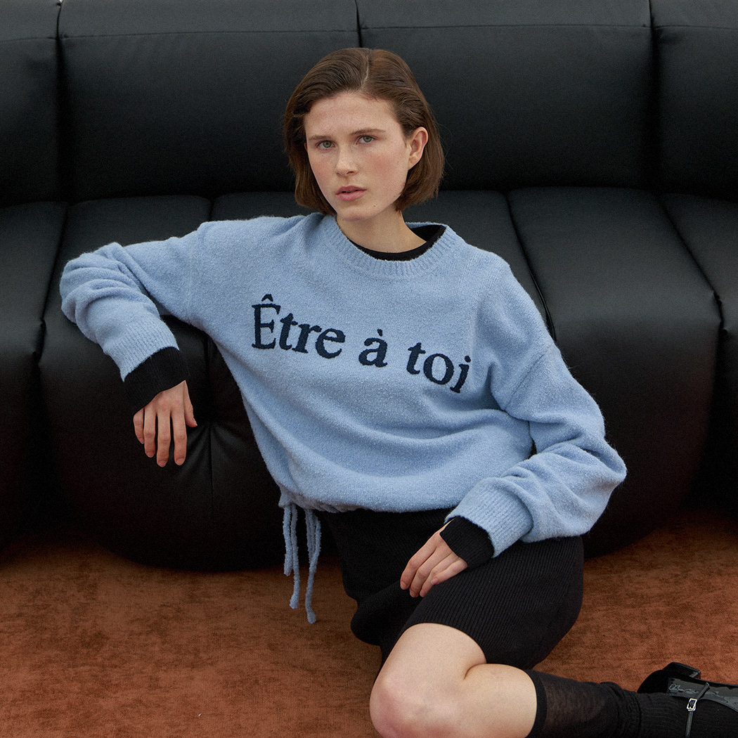 (T-6919)BOUCLE CROP KNIT