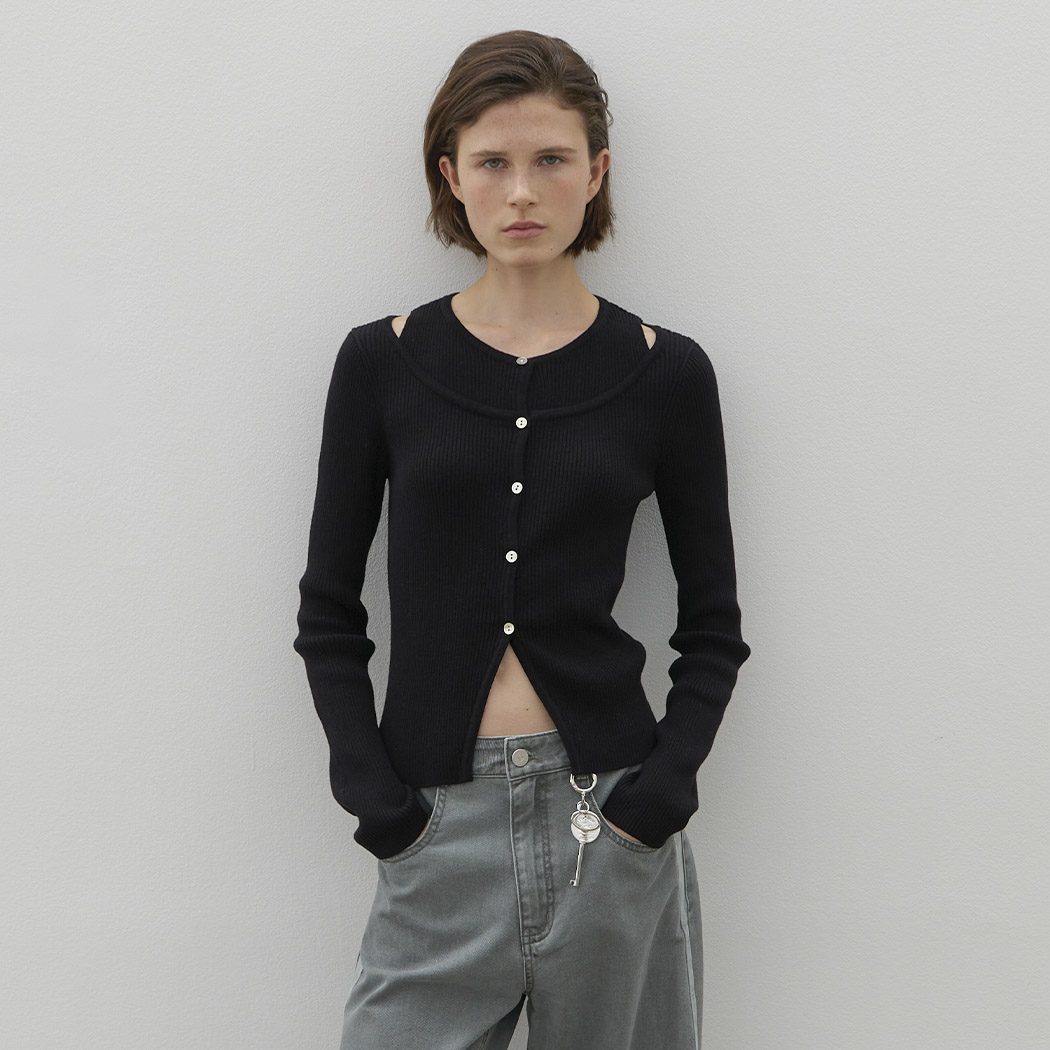 (CD-2140)LAYERED KNIT CARDIGAN Korea