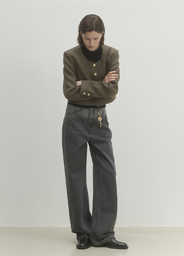 (JK-2960)LUNA SET-UP CHECK JACKET Korea