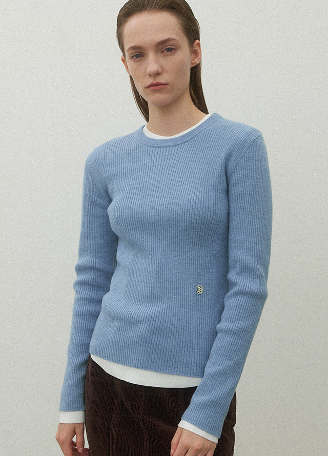 (JP-552)MELANGE HIGH NECK CROP PADDING Korea