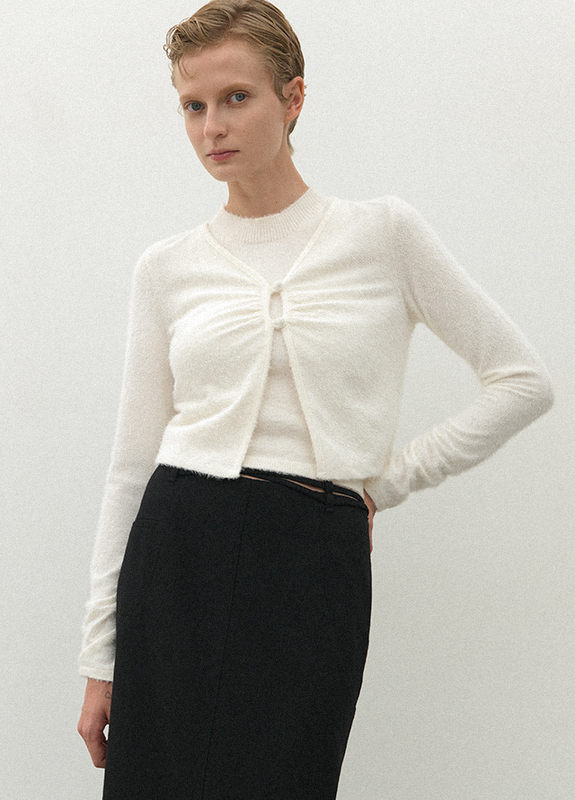 (OP-6234)MABELLA WOOL HAIRY LAYERED DRESS Korea