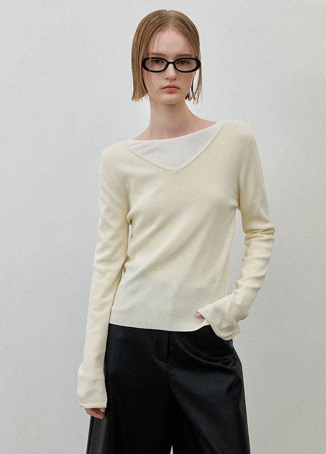 (ZT-6925)ESSENTIAL SOFT BOAT NECK TEE Korea