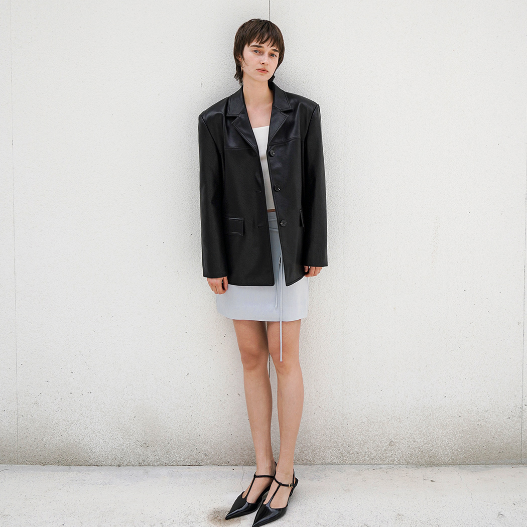 (JK-3006)LEATHER THREE-BUTTON JACKET