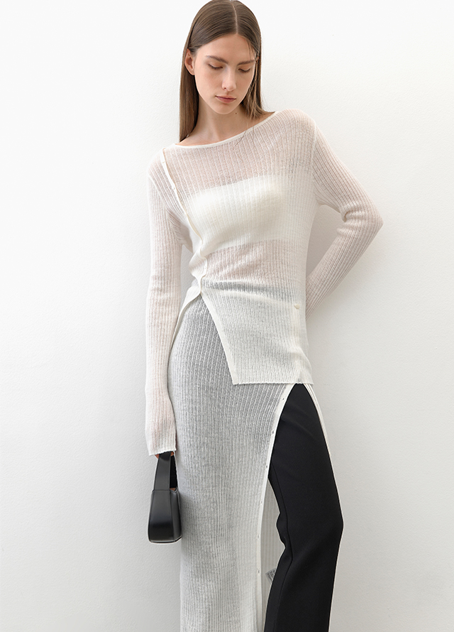 (SK-4991)WOOL SHEER SET-UP KNIT SKIRT Korea