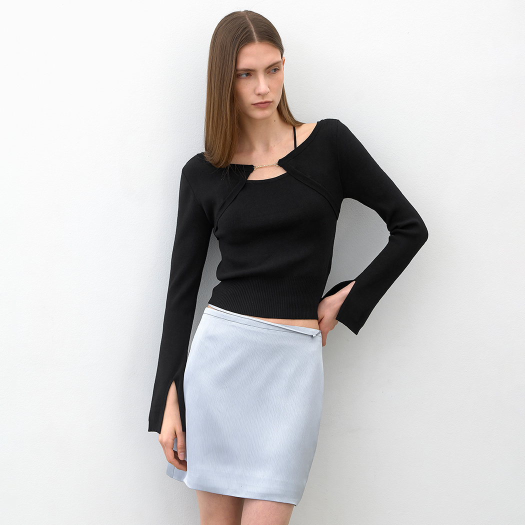 (T-7034)NOEL BOLERO SHORT KNIT