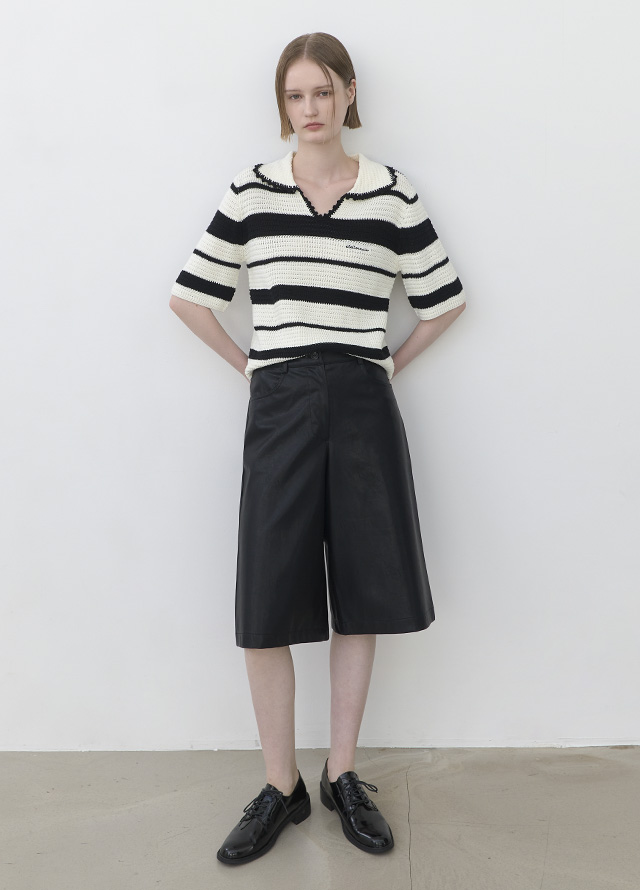 (PT-5618)LEATHER BERMUDA PANTS Korea