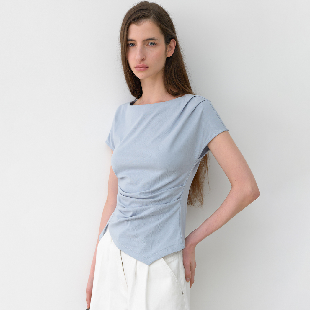 (Z-BL-4225)LOND WAIST TUCK BLOUSE