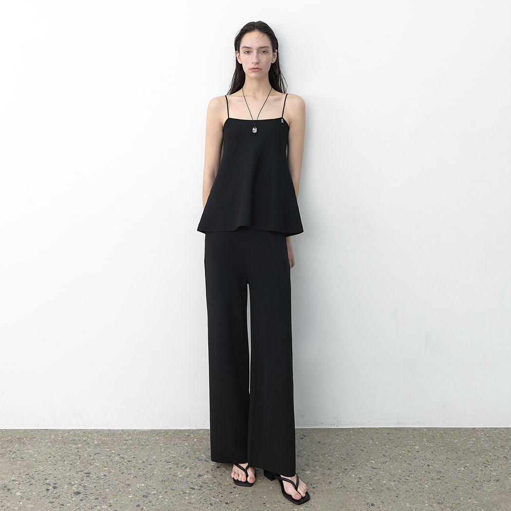 (PT-5640)ANNA SEMI WIDE SET-UP KNIT PANTS