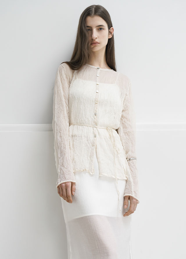 (SK-5026)LIN SHEER LAYERD SKIRT Korea