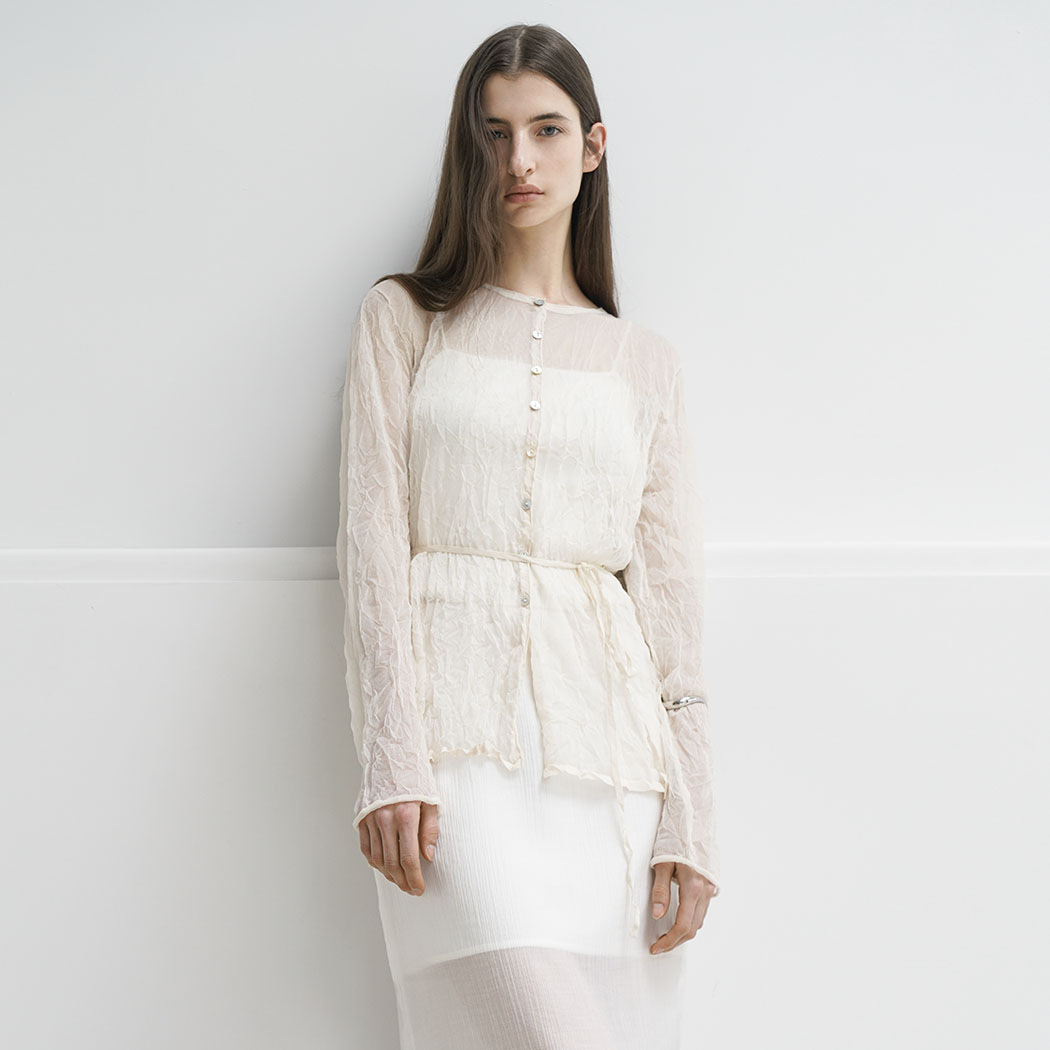 (CD-2193)SHEER WRINKLE KNIT CARDIGAN Korea