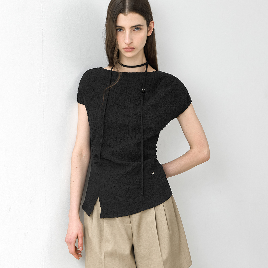 (BL-4316)WRINKLE SHIRRING BLOUSE