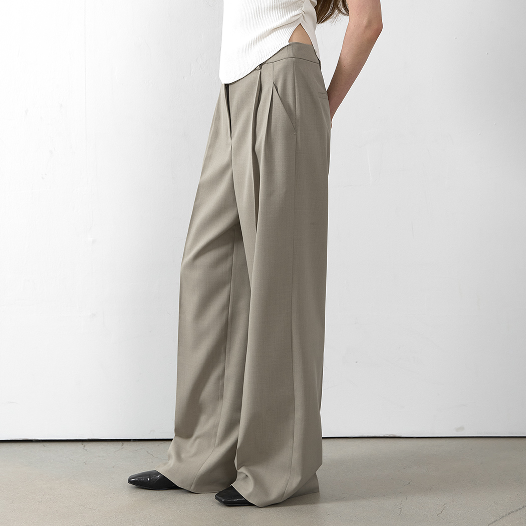 (PT-5664)BAY SET-UP TWO TUCK PANTS