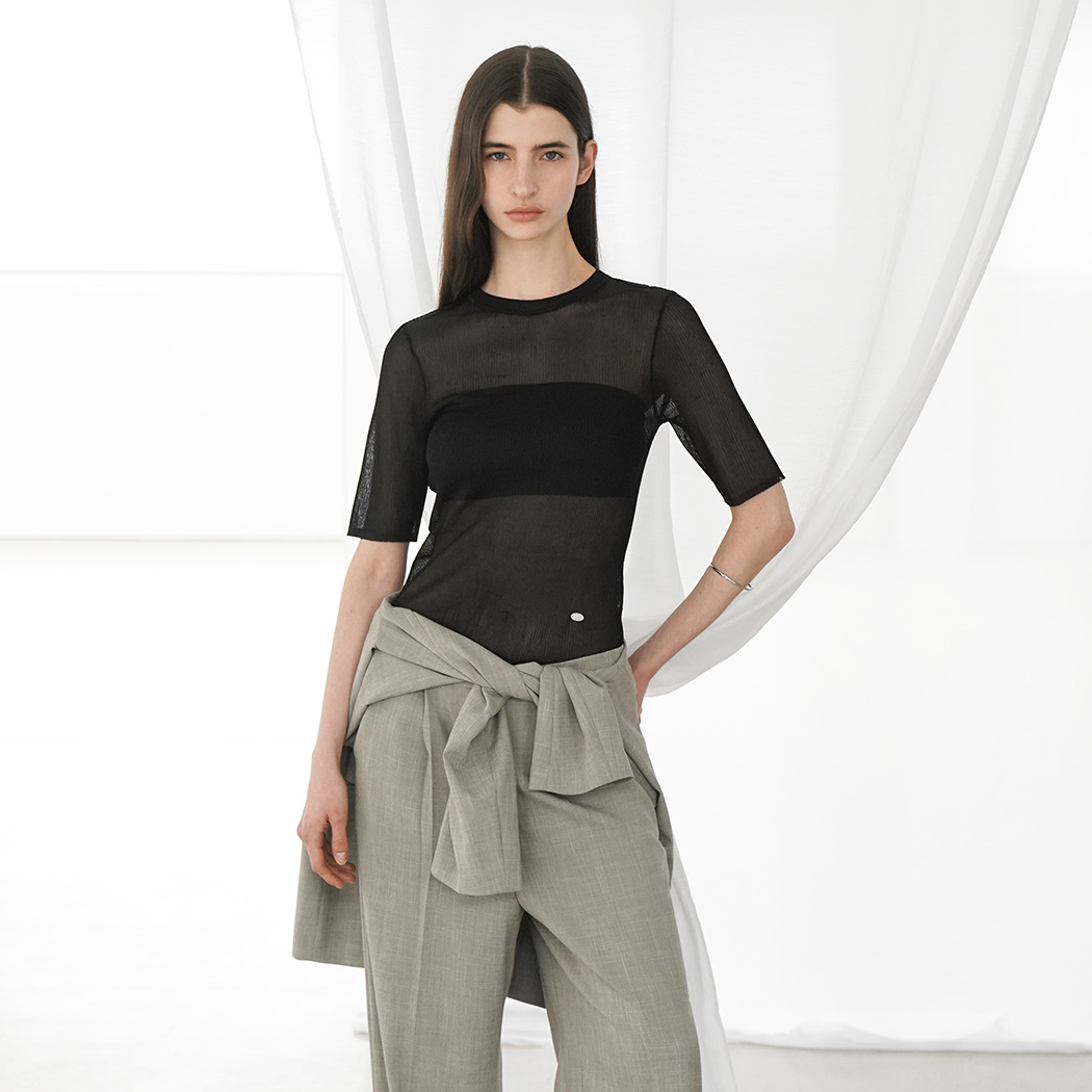 (T-7078)VEILYN SHEER RIBBED KNIT