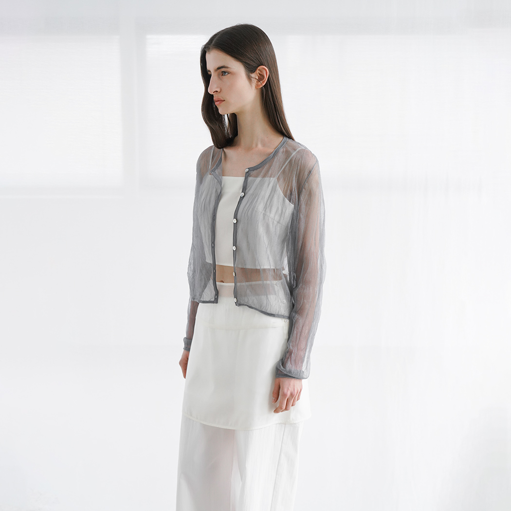 (CD-2206)SEE THROUGH WRINKLE CARDIGAN Korea