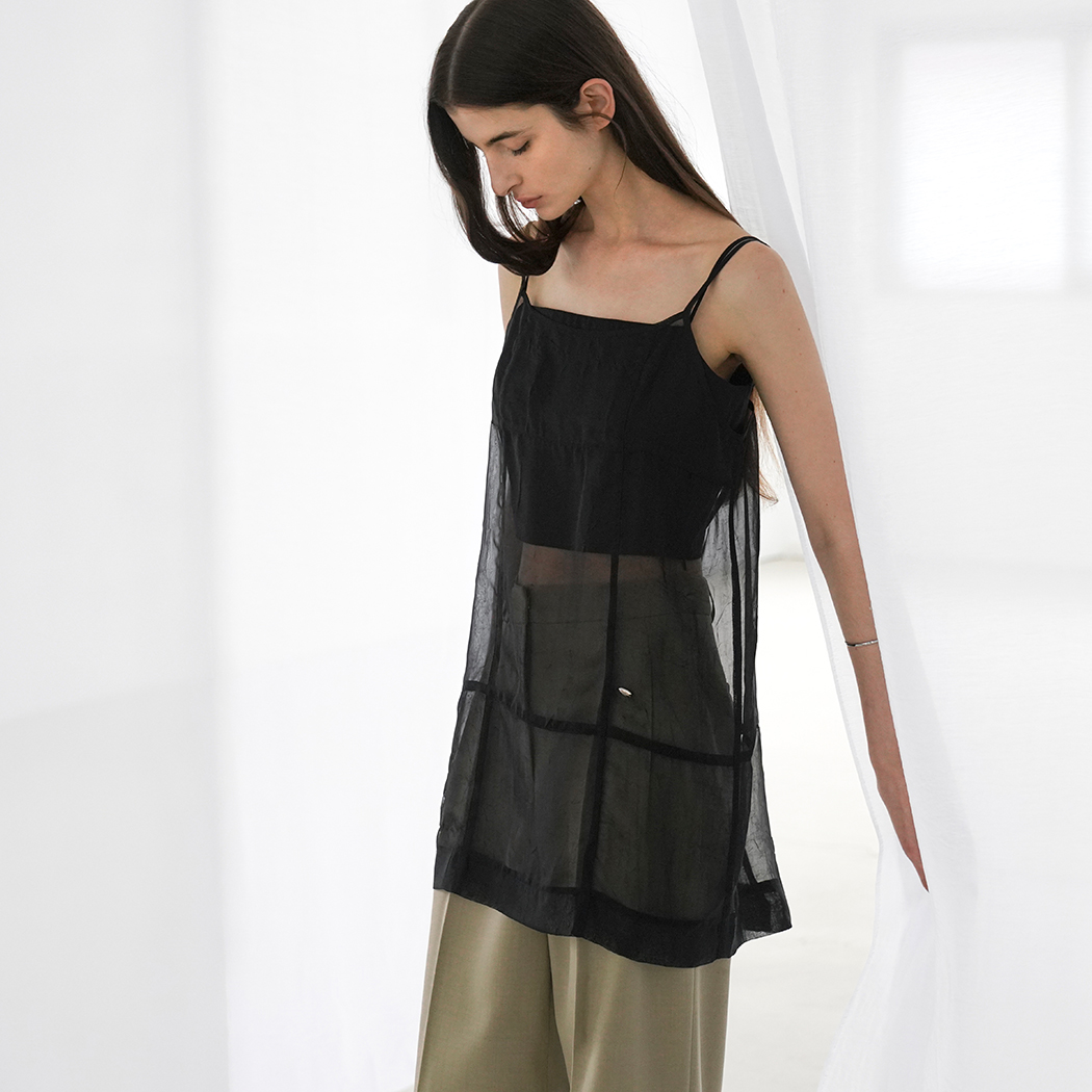 (BL-4332)ORGANZA LAYERED SLEEVELESS DRESS