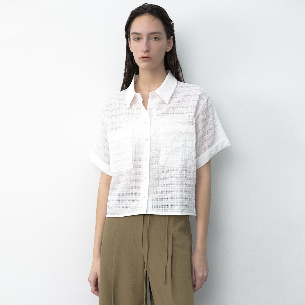 (BL-4348)ESSENTIAL SEERSUCKER POCKET SHIRT