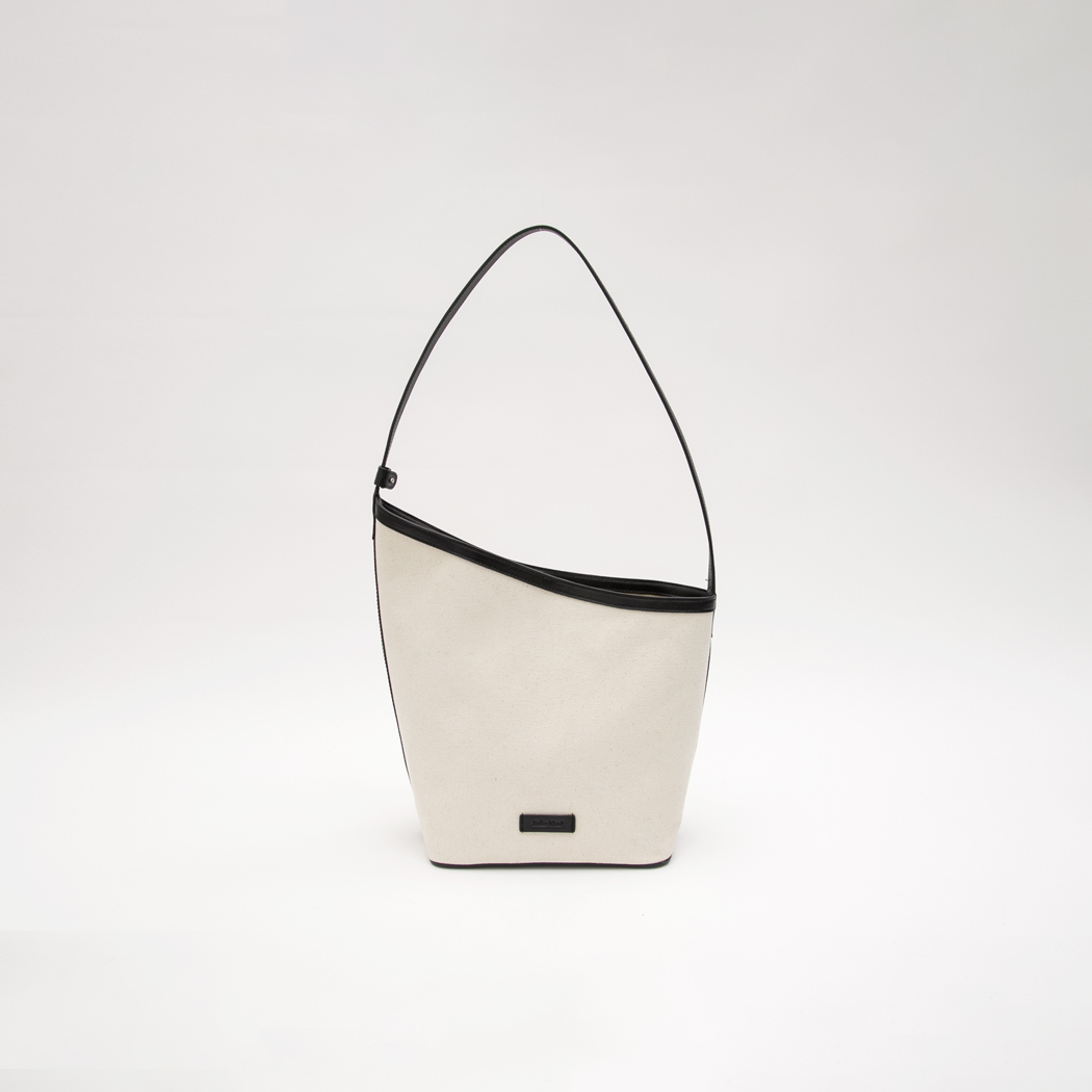 (B-2446)CANVAS ASYMMETRICAL 2WAY BUCKET BAG