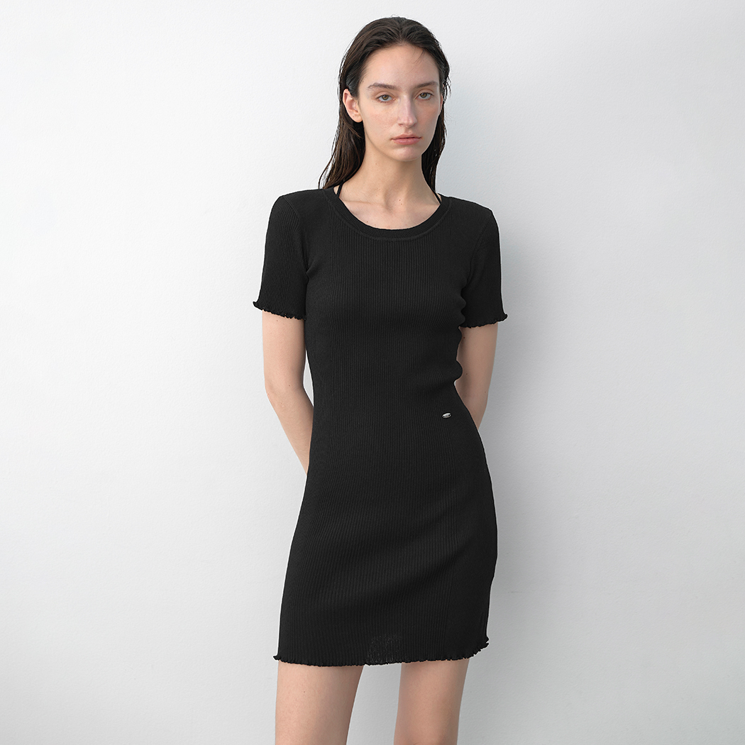 (OP-6291)LAPPY FRILL HALF KNIT DRESS