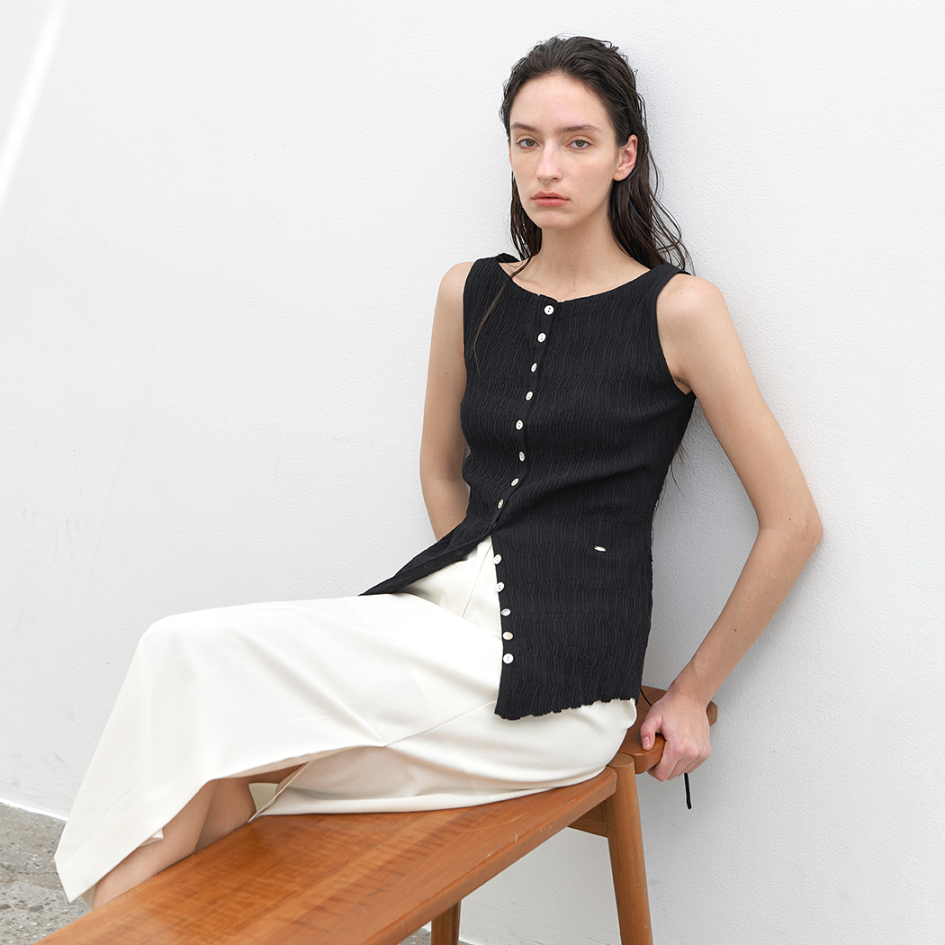 (VT-0279)CLARE CREASE KNIT VEST