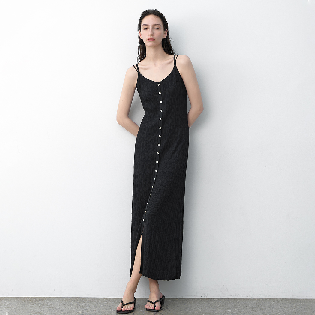 (OP-6262)CLARE CREASE STRAP KNIT DRESS