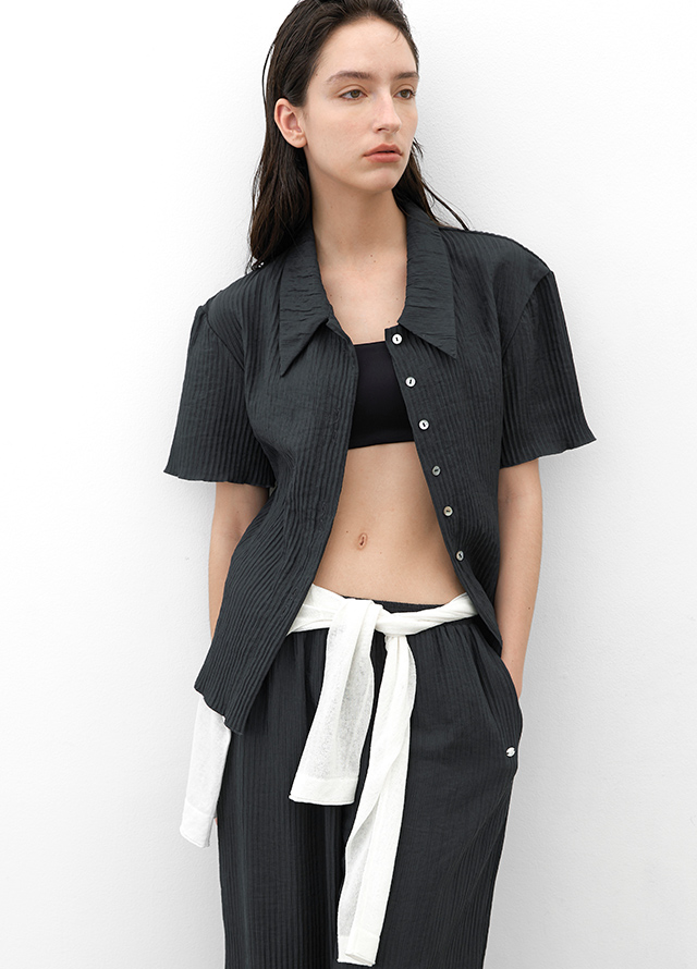 (PT-5636)LIT PLEATS BANDING PANTS Korea