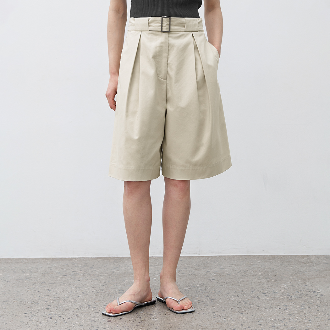 (PT-5672)BERMUDA TUCK CHINO PANTS S
