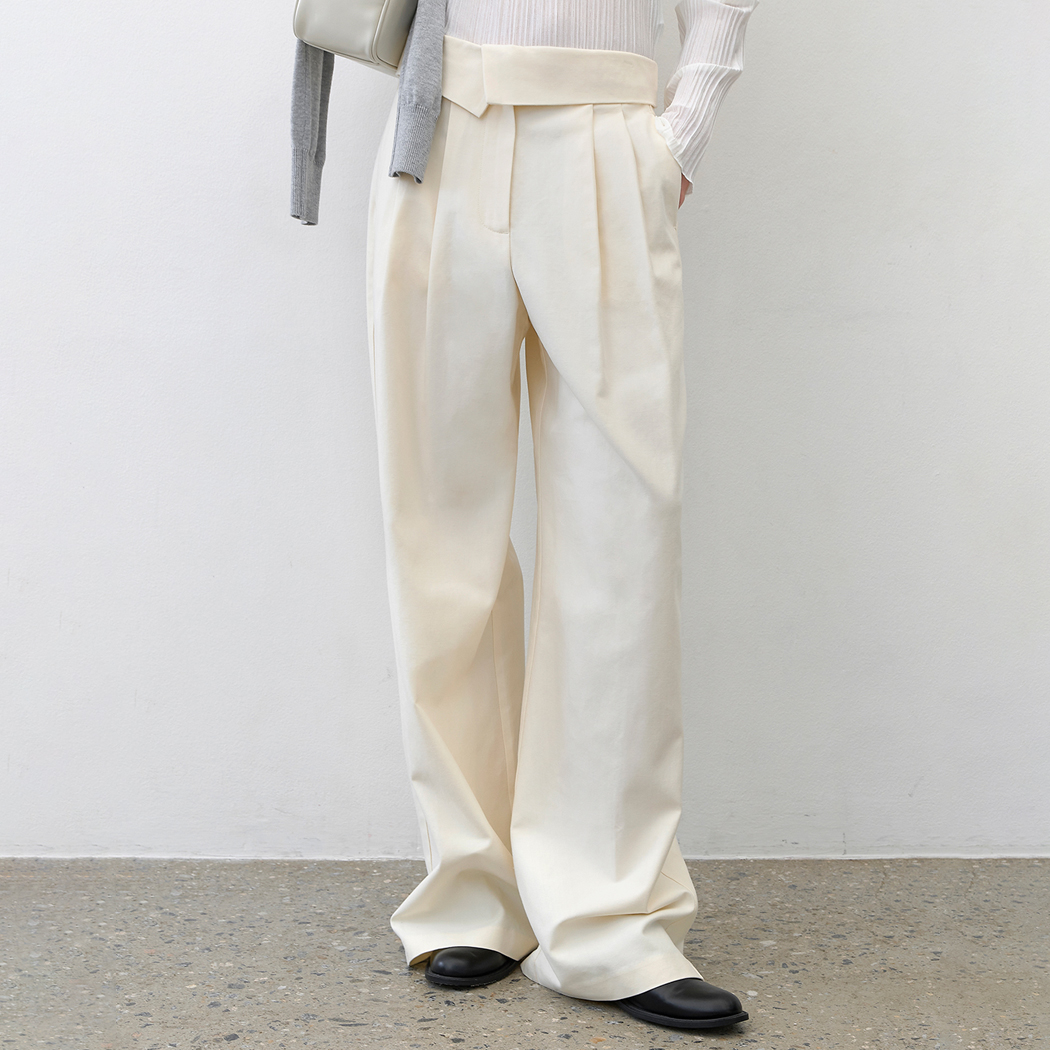 (PT-5620)FOLD BELTED TWO-TUCK PANTS Korea