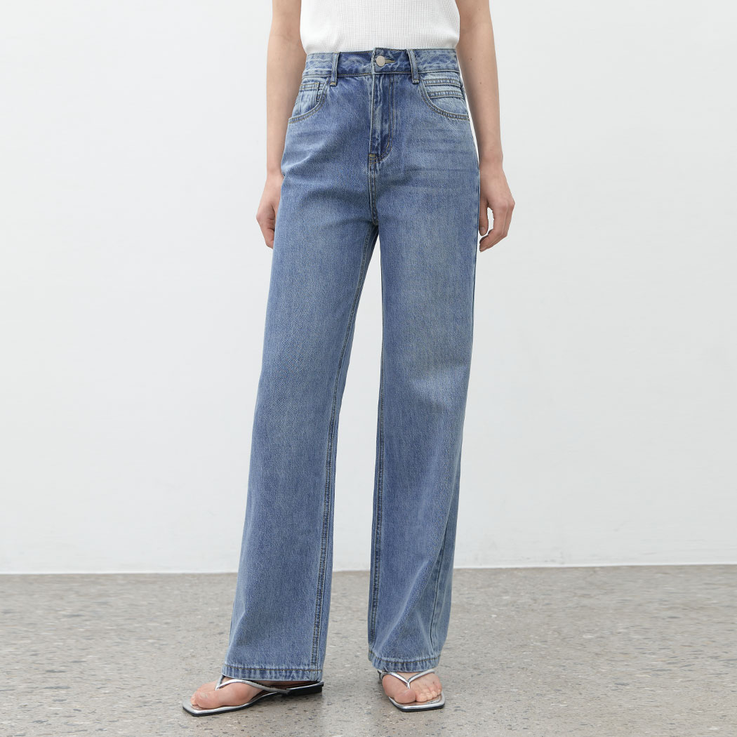 (X-PT-5679)LOOSE STRAIGHT DENIM PANTS