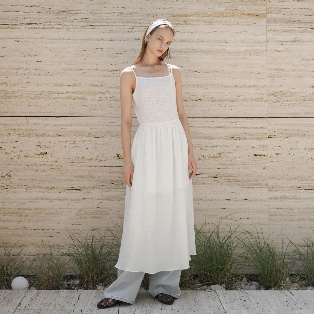 (OP-6275)SMOCKING SLEEVELESS ONE PIECE