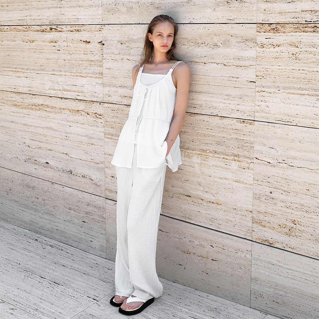 (PT-5645)YUIE DREASE SET-UP STRING PANTS