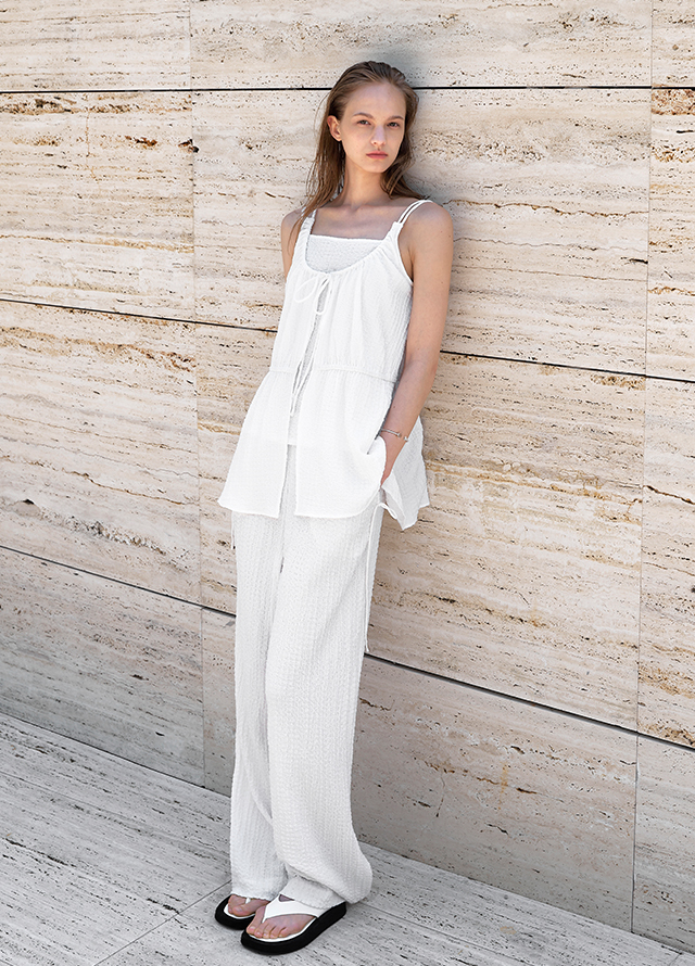 (BL-4319)YUIE CREASE SET-UP LAYERED TOP Korea