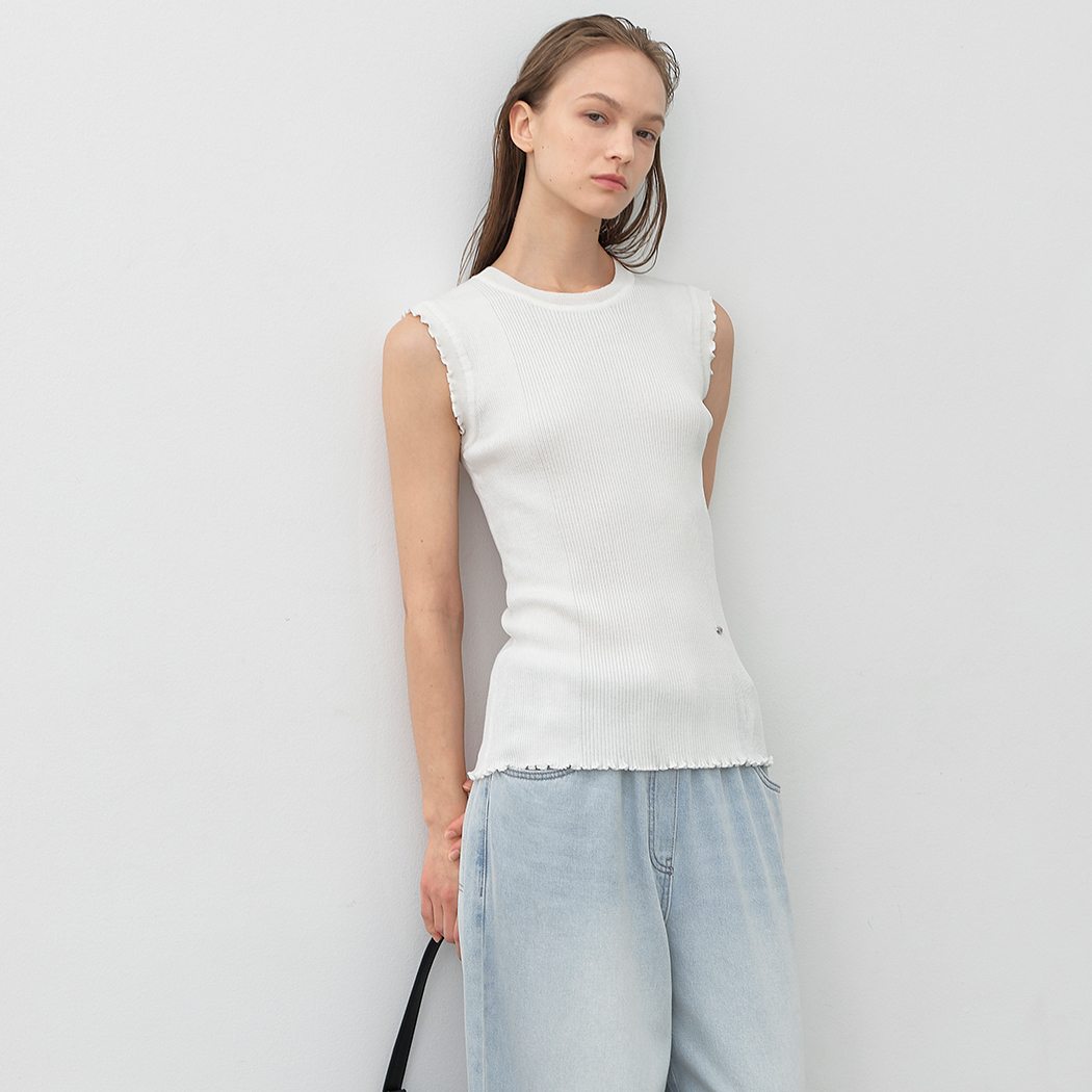 (T-7057)LAPPY FRILL SLEEVELESS KNIT