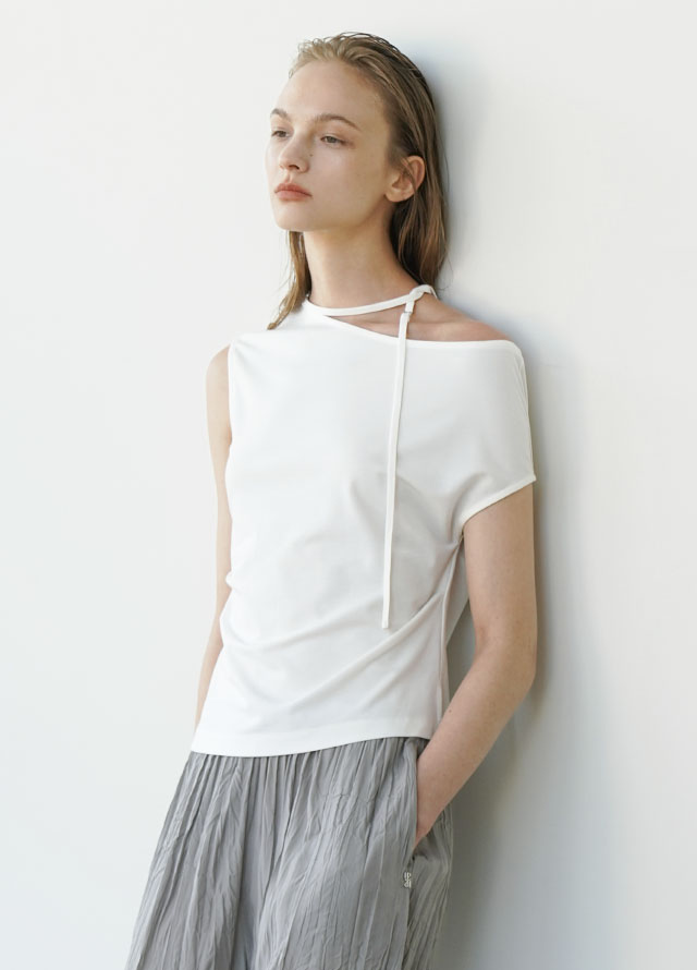 (PT-5665)POIL CREASE BANDING WIDE PANTS Korea