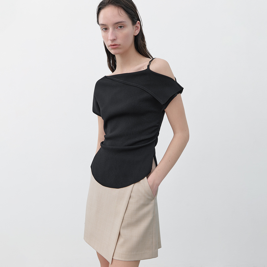 (T-7061)UNBALANCE ONE OFF SHOULDER KNIT Korea